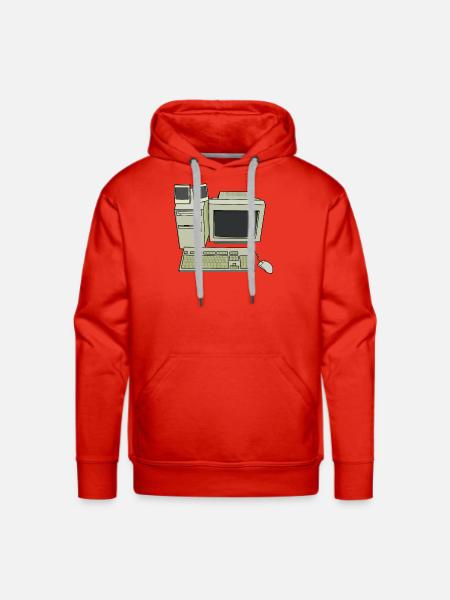 Retro Computer Desk Setup - Men's Premium Hoodie - red