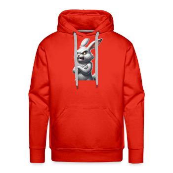 Fierce White Rabbit Grumpy Bunny Sharp Teeth - Men's Premium Hoodie - red - Front - Liam (192cm)