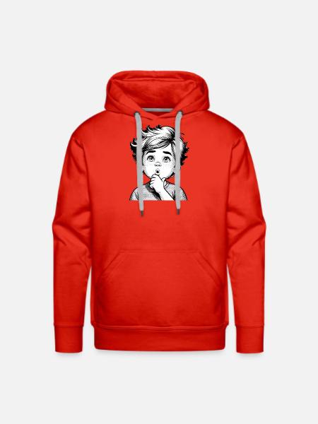 wondered, thoughtful boy - Men's Premium Hoodie - red