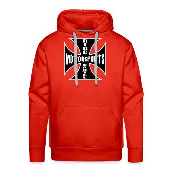 MotorSport Cross Gothic Logo - Men's Premium Hoodie - red - Front - Liam (192cm)