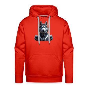  Cybernetic Husky Art | Futuristic Cyberpunk Robo- - Men's Premium Hoodie - red - Front - Liam (192cm)