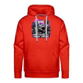 Everything Is Under Control - Glitch Art Shark - Men's Premium Hoodie - red - Front - Liam (192cm)