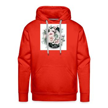 Floral Letter C Monogram Art, Elegant Pink Roses a - Men's Premium Hoodie - red - Front - Liam (192cm)