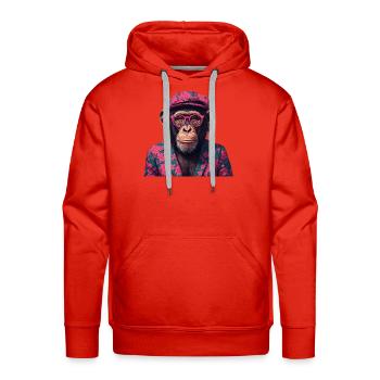 Floral Suit Ape in Pink Glasses - Men's Premium Hoodie - red - Front - Liam (192cm)