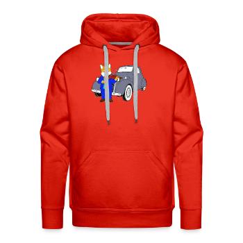 Vintage Fox Violinist Retro Car Design - Men's Premium Hoodie - red - Front - Liam (192cm)