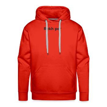Rekh per Bold Text on Speckled Night - Men's Premium Hoodie - red - Front - Liam (192cm)