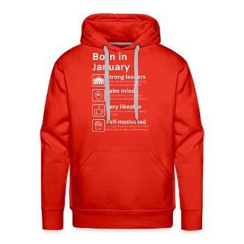 Born In January - Men's Premium Hoodie - red - Front - Liam (192cm)