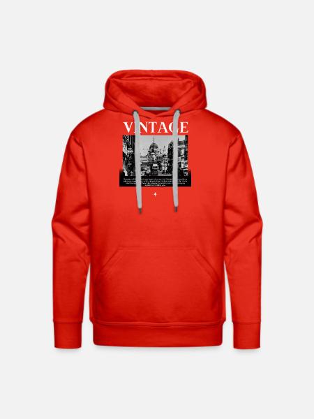 Timeless Mono Streetscape - Men's Premium Hoodie - red