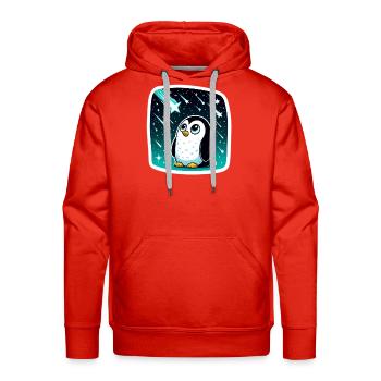 Penguin Stargazing Cosmic Scene - Men's Premium Hoodie - red - Front - Liam (192cm)