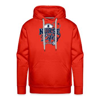 Nurse Life - Stethoscope Heartbeat Design - Men's Premium Hoodie - red - Front - Liam (192cm)