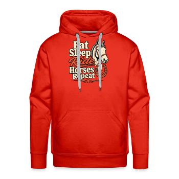 Eat Sleep Ride Horses Repeat - Men's Premium Hoodie - red - Front - Liam (192cm)