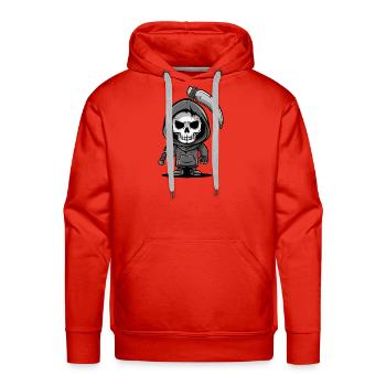 Little Death Hooded Skull with Sickle - Men's Premium Hoodie - red - Front - Liam (192cm)