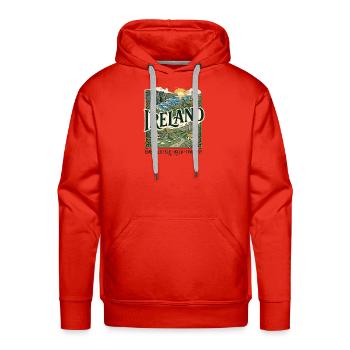 Minimalist Ireland Travel Poster | Irish Landscape - Men's Premium Hoodie - red - Front - Liam (192cm)