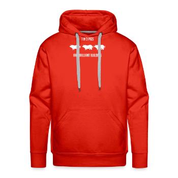 One in Three Pigs are Brilliant Builders Funny - Men's Premium Hoodie - red - Front - Liam (192cm)