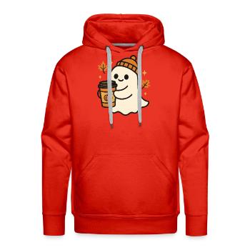 Autumn Ghost with Cozy Cup - Men's Premium Hoodie - red - Front - Liam (192cm)