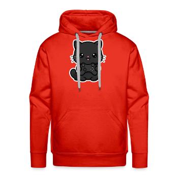 Midnight Kitty Gamer - Men's Premium Hoodie - red - Front - Liam (192cm)