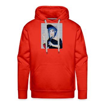 Retro Anime Gamer Girl Glitch Art Vaporwave Style - Men's Premium Hoodie - red - Front - Liam (192cm)