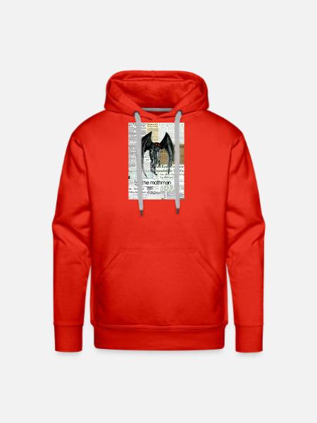 Mothman Newspaper Collage - Men's Premium Hoodie - red