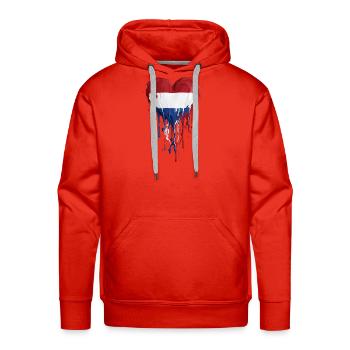 Netherlands Dripping Dutch Flag Heart - Men's Premium Hoodie - red - Front - Liam (192cm)