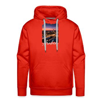 Anthem: Dusk City Skyline - Men's Premium Hoodie - red - Front - Liam (192cm)