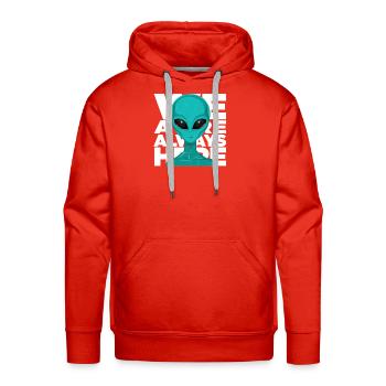 We Are Always Here Alien Extraterrestrial Sci Fi - Men's Premium Hoodie - red - Front - Liam (192cm)