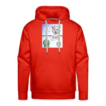 Angry Cat vs Veggie Stand-off - Men's Premium Hoodie - red - Front - Liam (192cm)
