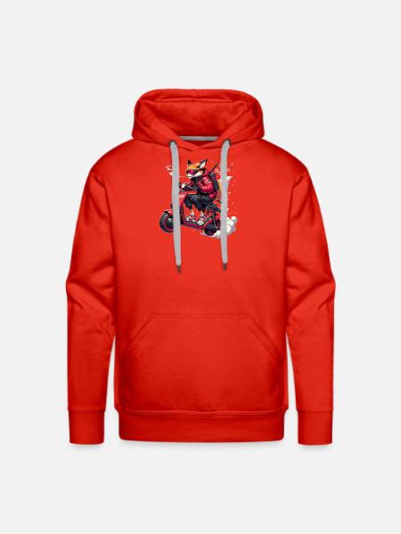 Cyber-Ronin Fox: Neo-Tokyo Drift - Men's Premium Hoodie - red