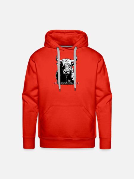Unbreakable Bull Portrait - Men's Premium Hoodie - red