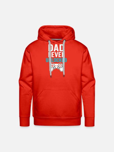 Dad Level Unlocked Funny Gaming T-Shirt – New Dad - Men's Premium Hoodie - red