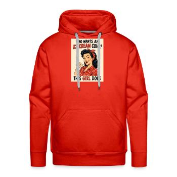 Who Wants an Ice Cream Cone? Funny Women's Shirt - Men's Premium Hoodie - red - Front - Liam (192cm)