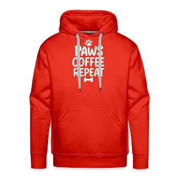 Paws Coffee Repeat Funny Dog Lover Coffee Shirt - Men's Premium Hoodie - red - Front - Liam (192cm)