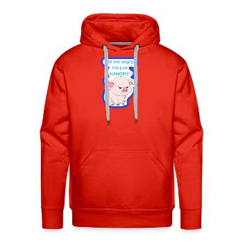 T-shirt de dessin animé Hungryry Pig - Molleton à capuche Premium pour homme - rouge - Devant - Liam (192cm)