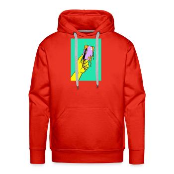 Melting Tech Pop Art Hand - Men's Premium Hoodie - red - Front - Liam (192cm)