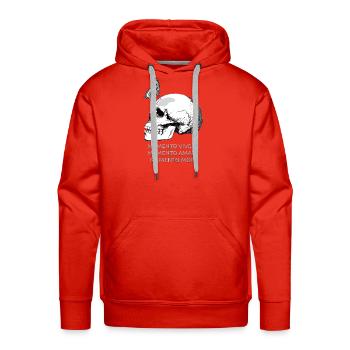 MEMENTO VIVERE • MEMENTO AMARE • MEMENTO MORI - Men's Premium Hoodie - red - Front - Liam (192cm)