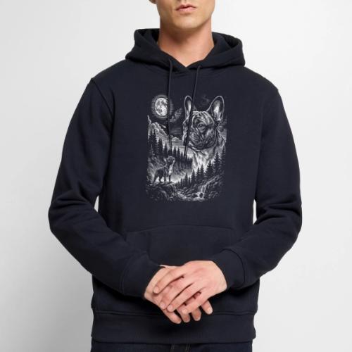 Vintage French Bulldog Moon Howling Tee - Men's Premium Hoodie