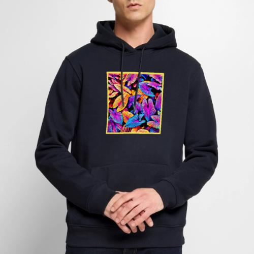 Captivating Neon Elegance Leaf Pattern - Men's Premium Hoodie