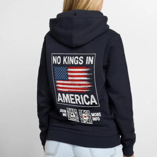 No Kings In America (white, back) - Men's Premium Hoodie