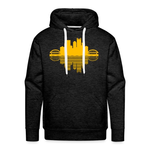 Pittsburgh Skyline Reflection (Gold) - Men's Premium Hoodie