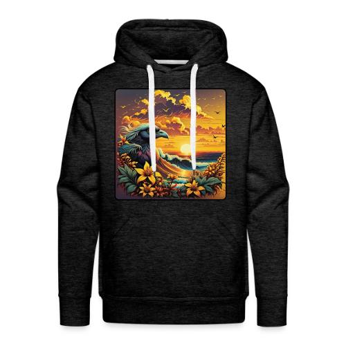 Sunset Wave Bird - Men's Premium Hoodie