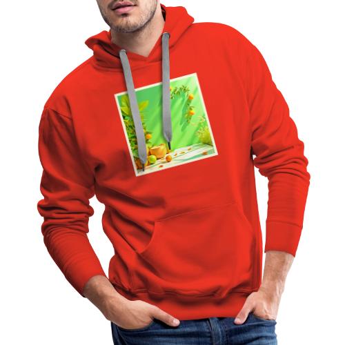 Vibrant Orange Green Still Life Design - Men's Premium Hoodie