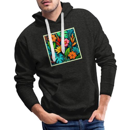 Vibrant Tropical Jungle Bloom Art - Men's Premium Hoodie
