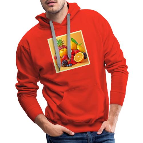 Fresh Bounty: Vibrant Fruit Harvest Art - Men's Premium Hoodie