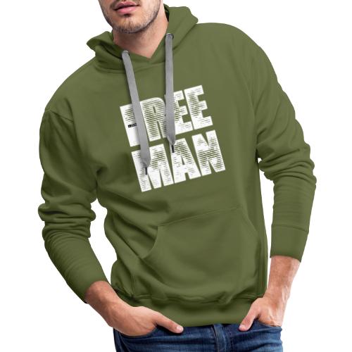 FREE MAN - White Graphic - Men's Premium Hoodie