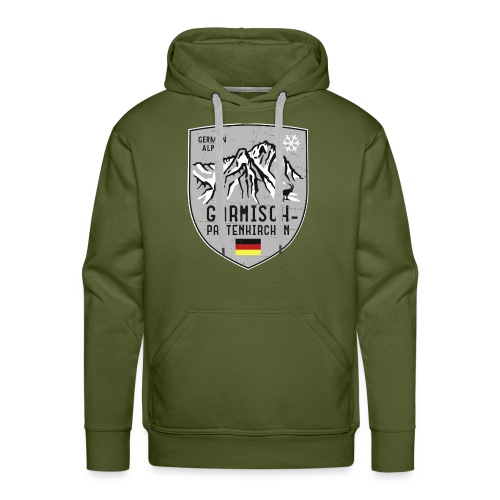 Garmisch Mountain Germany Emblem - Men's Premium Hoodie