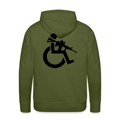 Image of a wheelchair user armed with rifle - Men's Premium Hoodie