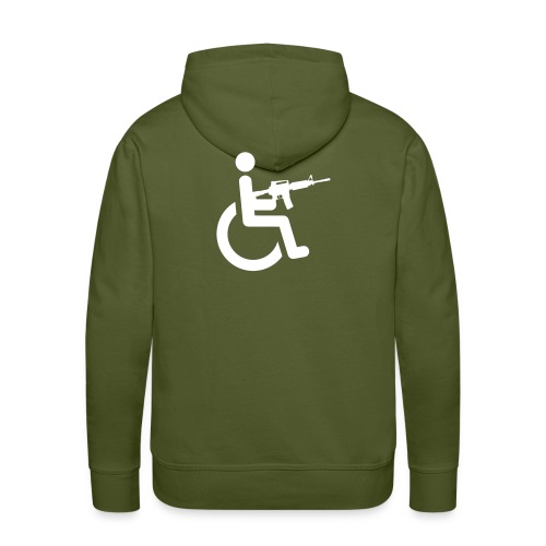 Wheelchair user armed with a automatic M16 rifle - Men's Premium Hoodie