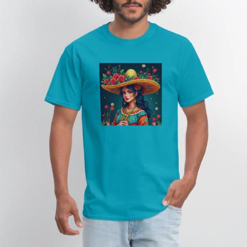 Mexican Design, Regional Mexican Charro Woman - Men's T-Shirt