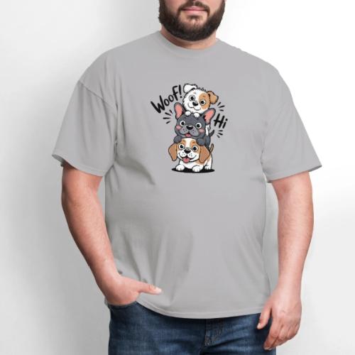 Playful Puppy Stack – Cute Cartoon Dog Design - Men's T-Shirt
