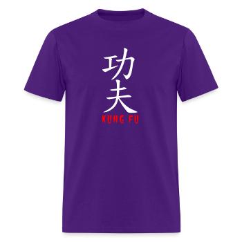 Kung Fu In Japanese And Chinese Kanji Characters - Men's T-Shirt - purple - Front - Jose (178cm)
