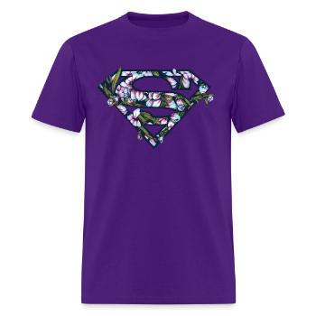 DC Comics Superman Classic Logo Fleurs - T-shirt Homme - violet - Devant - Jose (178cm)